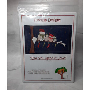 Funclub Designs Wool Applique Quilt Pattern Owl You Need Is Love